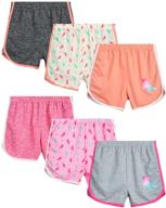 🏖️ coney island girls’ french terry active dolphin gym sweat shorts - 6 pack (size 4-12) logo