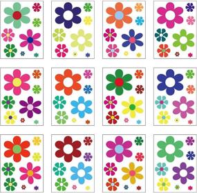 img 1 attached to Colorful Hippie Decals: 96-Piece Car Flowers Stickers for Retro Flower Window Clings, Laptop & Car Decoration