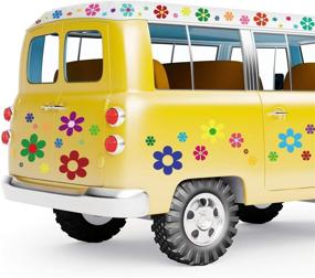 img 3 attached to Colorful Hippie Decals: 96-Piece Car Flowers Stickers for Retro Flower Window Clings, Laptop & Car Decoration