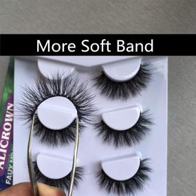 img 2 attached to 👁️ Enhance Your Look with ALICROWN Faux Mink Lashes Pack - 3D Volume, Natural Fluffy Wispies, Cross False Eyelashes