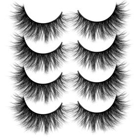 img 4 attached to 👁️ Enhance Your Look with ALICROWN Faux Mink Lashes Pack - 3D Volume, Natural Fluffy Wispies, Cross False Eyelashes