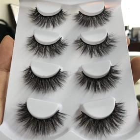 img 3 attached to 👁️ Enhance Your Look with ALICROWN Faux Mink Lashes Pack - 3D Volume, Natural Fluffy Wispies, Cross False Eyelashes