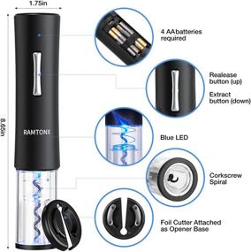 img 3 attached to Набор электрических открывашек для вина Ramtonx с фольгорезом - Автоматический повторно используемый ключик для открывания пробок в домашней кухне, на вечеринках, в барах - Идеальный подарок для мужчин, женщин, официантов и пожилых людей.