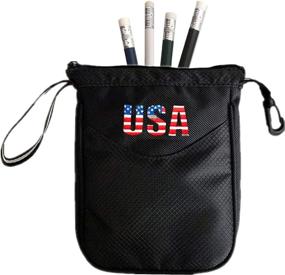 img 2 attached to 🏌️ Premium Golf Pouch Bag with Tee Clip, Zipper Hook, Free 4 Pcs Golf Pencil Value Pack - Travel Gear Style, USA Eagle & UK Flag Design