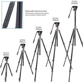 img 1 attached to Cayer FP2450 Fluid Head Tripod, 75-inch Aluminum Tripod, 4-Section Compact Camera Tripod/Monopod Combo for DSLR Camera, Load Capacity up to 13.2 lbs