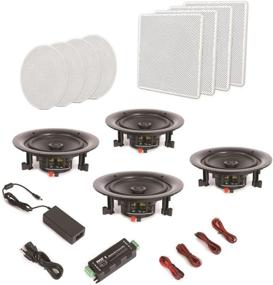 img 3 attached to 🔊 Pyle 8-inch Bluetooth Flush Mount - In-wall In-ceiling 2-Way Speaker System with Quick Connections, Changeable Round/Square Grill, Polypropylene Cone & Tweeter, Stereo Sound, 4-Ch Amplifier, 250W - PDICBT286