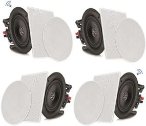 img 4 attached to 🔊 Pyle 8-inch Bluetooth Flush Mount - In-wall In-ceiling 2-Way Speaker System with Quick Connections, Changeable Round/Square Grill, Polypropylene Cone & Tweeter, Stereo Sound, 4-Ch Amplifier, 250W - PDICBT286