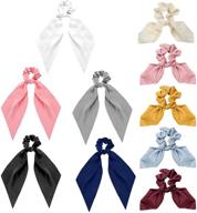 🎀 yadoca 10 pcs bowknot hair scarf scrunchies: soft silk satin hair ties for women with elastic floral design logo