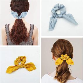 img 2 attached to 🎀 YADOCA 10 Pcs Bowknot Hair Scarf Scrunchies: Soft Silk Satin Hair Ties for Women with Elastic Floral Design