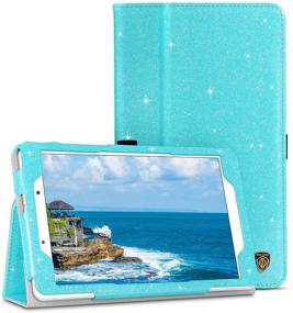 img 4 attached to 📱 BENTOBEN Samsung Galaxy Tab A 8.0 2019 Cover Case - Slim Fit Glitter Sparkly Flip Folio PU Leather Smart Cover with Stylus Holder, Light Blue