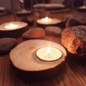 img 2 attached to 🕯️ Sarap Tea Light Candle Holders: Pack of 10 Votive Wood Tealight Holder – Rustic Wedding Decor, Table Centerpieces, and Favors