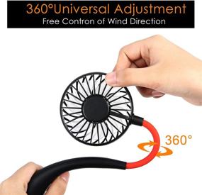 img 2 attached to Rechargeable LED Sports Neck Fan - Hands-Free Portable Mini USB Fan, Headphone Design - Perfect for Sports, Office, and Outdoor Activities (Black)