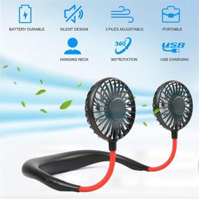 img 3 attached to Rechargeable LED Sports Neck Fan - Hands-Free Portable Mini USB Fan, Headphone Design - Perfect for Sports, Office, and Outdoor Activities (Black)