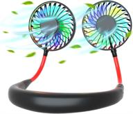 rechargeable led sports neck fan - hands-free portable mini usb fan, headphone design - perfect for sports, office, and outdoor activities (black) logo