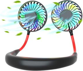 img 4 attached to Rechargeable LED Sports Neck Fan - Hands-Free Portable Mini USB Fan, Headphone Design - Perfect for Sports, Office, and Outdoor Activities (Black)