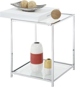 img 2 attached to 🏖️ White End Table with Detachable Trays and Shelf by Convenience Concepts Palm Beach