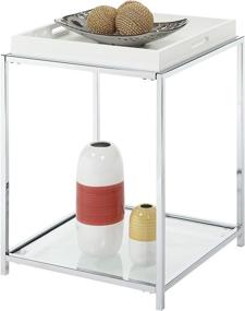 img 3 attached to 🏖️ White End Table with Detachable Trays and Shelf by Convenience Concepts Palm Beach