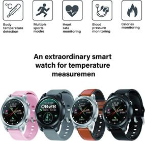 img 2 attached to 📱 Advanced WENHOU Smart Watch: Body Temperature, Heart Rate, Stress Monitor & More | 1.28 Inch Touch Screen | IP68 Waterproof | Compatible with iPhone Samsung | Men Women