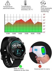 img 3 attached to 📱 Advanced WENHOU Smart Watch: Body Temperature, Heart Rate, Stress Monitor & More | 1.28 Inch Touch Screen | IP68 Waterproof | Compatible with iPhone Samsung | Men Women