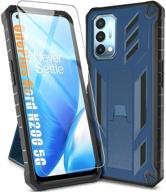 blue rugged case with built-in kickstand & screen protector for oneplus nord n200 5g (6.49 inch) - jxvm logo