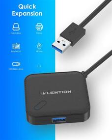 img 2 attached to 🔌 Lention Long Cable USB 3.0 Hub: 4 Ports for MacBook Air/Pro, iMac, and More (Black)