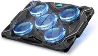 💻 tecknet laptop cooling pad: usb powered quiet gaming notebook cooler stand with 5 fans and blue led lights for macbook pro (12"-17") logo
