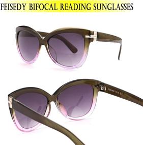 img 3 attached to 😎 Stylish Bifocal Reading Sunglasses for Women - Retro Cat Eye Sunreader by FEISEDY B2556