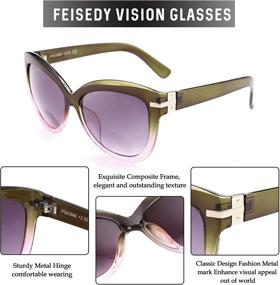 img 2 attached to 😎 Stylish Bifocal Reading Sunglasses for Women - Retro Cat Eye Sunreader by FEISEDY B2556