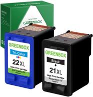 🖨️ greenbox remanufactured ink cartridge 21 22 replacement for hp officejet 5610 4315 j3680 deskjet f2210 f4180 f380 f300 f4140 d1455 3940 f335 psc 1410 printer - 1 black 1 color logo