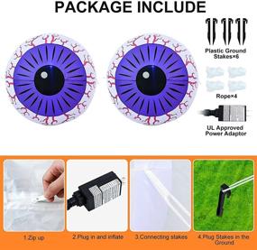 img 1 attached to Halloween Inflatables Eyeball 2 Pack - ALLADINBOX Outdoor Decor with LED Light, 🎃 Perfect for Halloween Party, Indoor/Outdoor, Garden, Lawn, Stage Prop, Yard Decoration (3.33 ft Diameter)