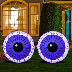 img 2 attached to Halloween Inflatables Eyeball 2 Pack - ALLADINBOX Outdoor Decor with LED Light, 🎃 Perfect for Halloween Party, Indoor/Outdoor, Garden, Lawn, Stage Prop, Yard Decoration (3.33 ft Diameter)