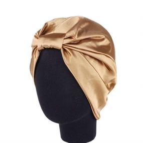 img 1 attached to 🎩 EXCEART 3pcs Satin Silk Lined Sleep Cap Beanie Hat Elastic Night Headwear Turban Sleep Cap in Black, Wine Red, and Khaki