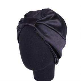 img 2 attached to 🎩 EXCEART 3pcs Satin Silk Lined Sleep Cap Beanie Hat Elastic Night Headwear Turban Sleep Cap in Black, Wine Red, and Khaki