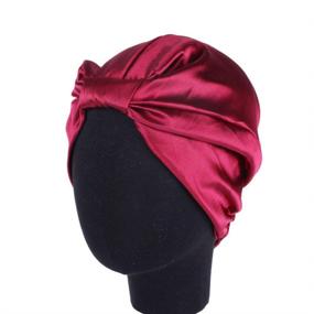 img 3 attached to 🎩 EXCEART 3pcs Satin Silk Lined Sleep Cap Beanie Hat Elastic Night Headwear Turban Sleep Cap in Black, Wine Red, and Khaki