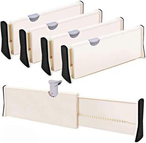 img 4 attached to 🗄️ Maximize Drawer Space with Adjustable Drawer Dividers - 4 Pack Organizers for Kitchen, Bathroom, and Office Storage