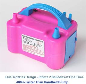 img 2 attached to 🎈 Efficient Dual Nozzles Balloon Pump: Electric Fast Air Inflator Tank Blower with Balloon Ties and Ribbon for Incredible Balloon Decoration