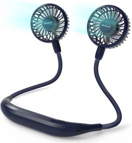 img 4 attached to 💨 Wireless Neck Fan with 2600mAh Battery | Hands-Free Wearable Personal Fan | 6-Speed | Hot Flashes, Home Office, Travel, Outdoor Sports | Navy Blue