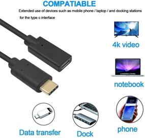 img 1 attached to 🔁 1ft USB C удлинительный кабель - USB 3.1 Тип C удлинитель мужской к женскому, короткий USB C к USB C удлинительный кабель для зарядки и синхронизации Nintendo Switch и MacBook Pro (USB C F/M)