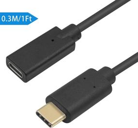 img 3 attached to 🔁 1ft USB C удлинительный кабель - USB 3.1 Тип C удлинитель мужской к женскому, короткий USB C к USB C удлинительный кабель для зарядки и синхронизации Nintendo Switch и MacBook Pro (USB C F/M)