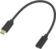 🔁 1ft usb c удлинительный кабель - usb 3.1 тип c удлинитель мужской к женскому, короткий usb c к usb c удлинительный кабель для зарядки и синхронизации nintendo switch и macbook pro (usb c f/m) логотип