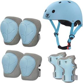 img 4 attached to 🚲 Kids Bike Helmet Knee Elbow Wrist Pads (Ages 2-8) - Toddler Helmet for Cycling, Scooter, Inline Skating - Two Sets with Removable Lining