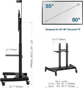 img 1 attached to NB North Bayou TV Cart Stand | Mobile TV Stand with Wheels for 55&#34; - 80&#34; Inch LCD LED OLED Plasma Flat Panel Screens | Holds up to 200lbs | AVA1800-70-1P (Black)