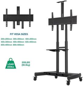 img 2 attached to NB North Bayou TV Cart Stand | Mobile TV Stand with Wheels for 55&#34; - 80&#34; Inch LCD LED OLED Plasma Flat Panel Screens | Holds up to 200lbs | AVA1800-70-1P (Black)