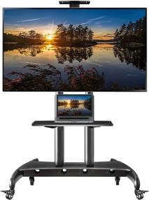 img 4 attached to NB North Bayou TV Cart Stand | Mobile TV Stand with Wheels for 55&#34; - 80&#34; Inch LCD LED OLED Plasma Flat Panel Screens | Holds up to 200lbs | AVA1800-70-1P (Black)