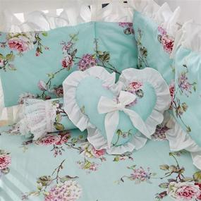 img 1 attached to 🌸 Organic Cotton Baby Crib Sheet - Brandream French Country Fitted Crib Sheet with Hydrangea Peony Floral Pattern for Standard Crib and Toddler Mattresses in Blue-Green