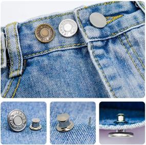 img 1 attached to 👖 8 Pcs Adjustable Instant Button Pins: No Sew Replacement Metal Clips for Jean, Craft DIY, Extend or Reduce Pants Waist