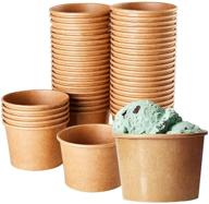 🍨 convenient 100 pack ice cream sundae cups - disposable kraft paper dessert frozen yogurt bowls 8-ounce, brown logo