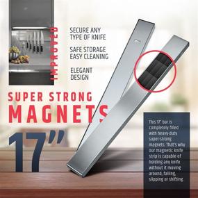 img 3 attached to 🔪 Upgrade your Kitchen with our Premium 17 Inch Stainless Steel Magnetic Knife Holder - Organize and Display your Knives like a Pro!