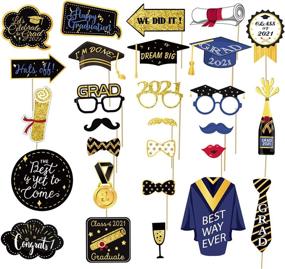 img 4 attached to 🎓 2021 Graduation Photo Booth Props - 28 Pcs Class of 2021 Graduation Party Favors, Decoration Supplies & Props for Graduation Celebrations