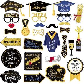 img 3 attached to 🎓 2021 Graduation Photo Booth Props - 28 Pcs Class of 2021 Graduation Party Favors, Decoration Supplies & Props for Graduation Celebrations